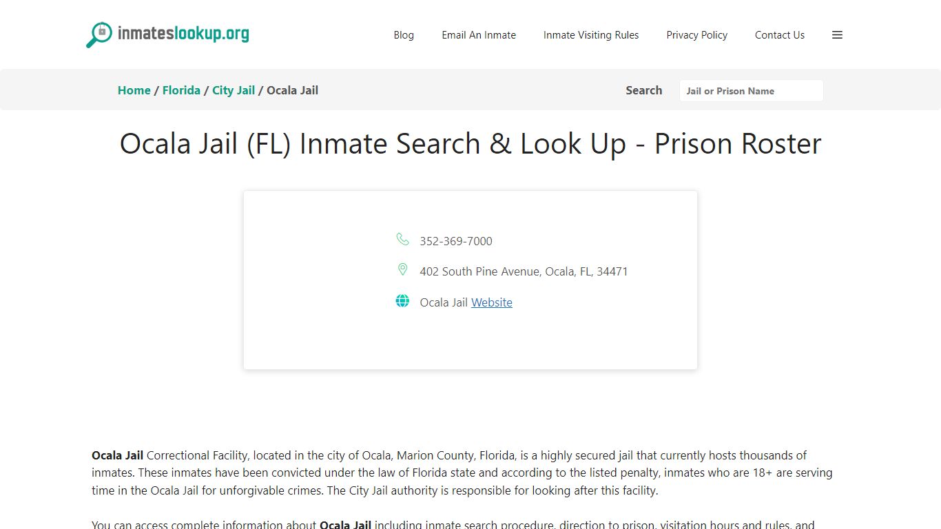 Ocala Jail (FL) Inmate Search & Look Up - Prison Roster