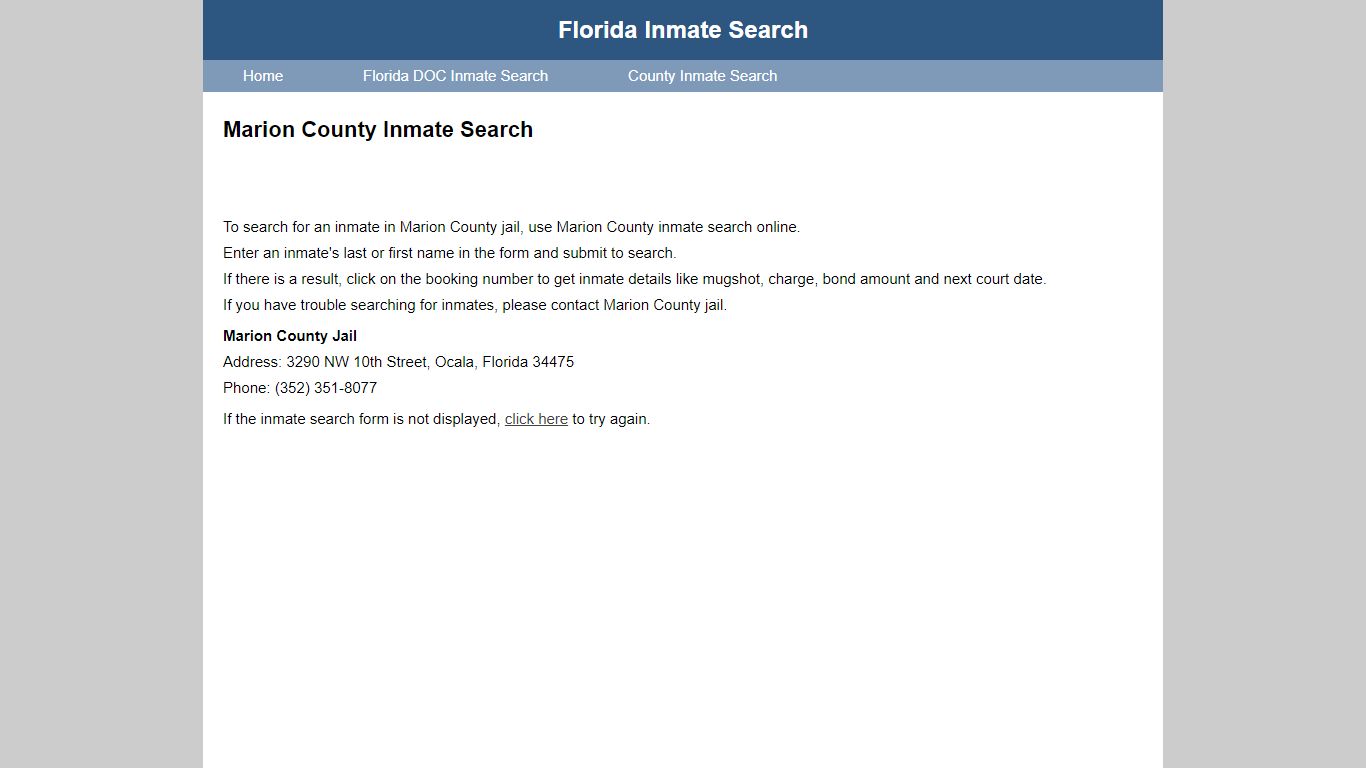 Marion County Inmate Search